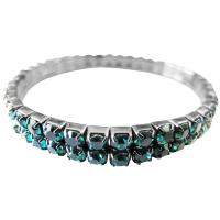 Green Cubic Zircon Cubic Zircon Stretchable Bracelet Embedded Round Round In Comfortable WEar Double Strings