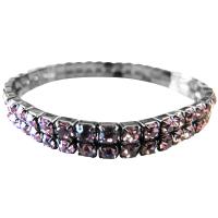 Lite Amethyst Sparkling Stretchable Bracelet Double Stranded Lite Amethyst Cubic Zircon Comfortable Wear Bracelet