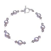Grey Pearls Bracelet Swarovski Bracelet Under  Jewelry w/ Swarovski Black Diamond Crystals Bracelet