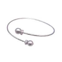 Grey Bracelet Lite Grey Bracelet Very Dainty Sophisticate w/ Diamante Spacer Cuff Brcelet Silver Bracelet Swarovski Pearls
