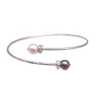 Champagne And Brown Pearls Cuff Braceelet Exclusively Wedding Jewelry With Diamante Inexpensive & Cheap Fashionable Bridemaids Bracelet