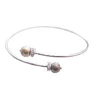Cheap Fashionable Wedding Jewelry Cuff Comfortable Pearls BRacelet Bronze Brown Swarovski Pearls Bracelet w/ Silver Rondells Spacer