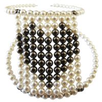 Ivory Pearls With Chocolate Brown Pearls Cuff Flexible Bracelet Brown Pearls Gathered Together To Make Heart At Center Gift your Love Valentine Gift Bracelet