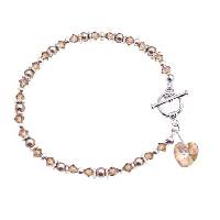 Valentine Jewelry New Collection Absolutely Gorgeous & Inexpenvise Gift To Your Love One Genuien Golden Shadow Crystals Heart Charm With Bronze Pearls & Bali Spacer Bracelet