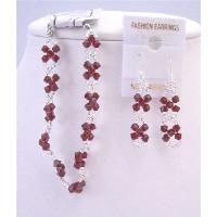 Japanese Glass Beads Interwoven With Genuine Siam Red Crystals Bracelet & Earrings Handcrafted Customize Bracelet & Earrings Set