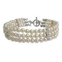 Ivory Pearls Three Stranded Bracelet Tiny Pearls Bracelet With Diamante Spacer Sophisticated Fabulous Gorgeous Wedding Bracelet Genuine Pearls Bracelet