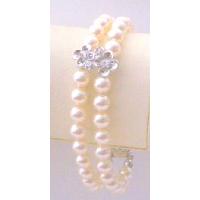 Gorgeous Bridal Wedding Jewelry Double Stranded Ivory Pearls With Silver Flower Rondells Spacer Ivory Pearls Sophisticated Rich Gorgeous Wedding Bracelet Genuine Pearls Bracelet