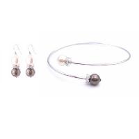 Gorgeous Cuff Bracelet With Wedding Colors Ivory & Brown Pearls With Silver Rondells Spacer Comfortable Bracelet