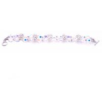 Comet Argent Swarovski Crystals & Irridescent AB Round Crystals Delicate Sophisticate Gorgeous Handmade Jewelry With Silver Flower Spacer Bracelet