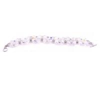 Bridal Genuine Swarovski AB 8mm Round With 4mm Light Comet Argent & Silver Rondelles Irridescent Sparkling Delicate Sophisticate Bracelet