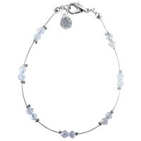 Wedding Party Jewelry Clear Swarovski Crystals w/ Glass Bead Teardrop Accented Wire Braceletlet Genuine Swarovski Crystals Bracelet