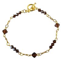 22k Gold Plated Smoked Topaz Crystals Bracelet Gold Bracelet With Genuine Swarovski Smoked Topaz Jewelry