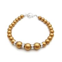 Wedding Gift Copper Pearls Stunning Bracelet Sparkling Diamond Silver Rondells Spacer Gorgeous Bracelet