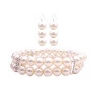 Affordable Good Qualithy Pearls Ivory Pearls Double Stretchable Bracelet Bridemaides Bracelet & Earrings Set