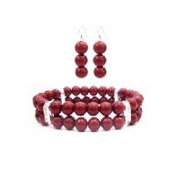 Bridemaids Red Dress Match Fashion Jewelry With Coral Red Pearls & Diamante Spacer