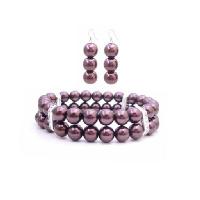 Burgundy Pearls Double Stranded Bracelet & Earrings Under  Jewelry W/ Diamante Spacer