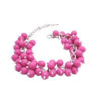 Handmade Artisan Jewelry Cluster Bracelet In Beautiful Pink Beads Very Chic Bracelet