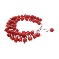 Artisan Creative Jewelry Red Beads Linked Together Cluster Bracelet Sexy Color