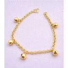 Chained Bracelet w/ Ball Dangling Gold Plated Bracelet Gold Chained Sleek Dainty Bracelet 6 1/2 inches Long Bracelet