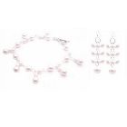 Bracelet & Earrings White Pearls Set Wedding Jewelry Very Sleek Set