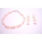 Handmade Jewelry Wedding Bridal Pink & Jonquil Bracelet & Earrings Set