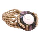 Beige Color Bracelet Shiva Eye Shell w/ Beads 7 Stranded Bracelet