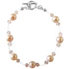 Peach Pearls Bracelet Swarovski Bracelet Under $10 Jewelry w/ Swarovski Peach Crystals Bracelet