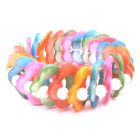 Flower Multicolor Stretchable Bracelet Hawaii Style with Ivory Pearl Bracelet