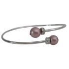 Anniversary Gift Powder Rose Color Pearls Silver Cuff Bracelet