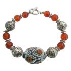 Fall Color Orange Carneian with Kashmiri Bead Bracelet
