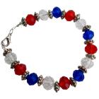 Love USA 4th Of July Celebrate Patriotic Day - Stunning Bracelet with Red White Blue Glass Beads