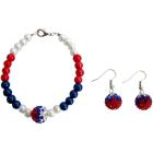 Day 4th of July Patriotic Bracelet Military Mom Jewelry Red White Blue And Pave Ball