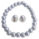 Stretchable Bracelet Stud Earrings Lavender Pearls Excellent Wedding Jewelry