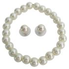Classic Pearl Stretchable Bracelet Ivory Pearl Stud Earrings