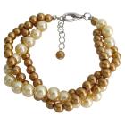 Pearl Bracelet Classic And Comtemporary Gold & Yellow 3 Strand Bracelet