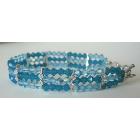 Handmade Swarovski Crystal Bracelet Swarovski Carribean Blue & AB Aquamarine Crystal 7 Inches Bracelet