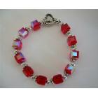 AB Siam Red Swarovski Crystal Cube Beads Sophisticated Bracelet Handcrafted Custom Jewelry