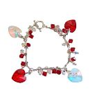 Romantic Jewelry Swarovski Siam Red Crystal & AB Crystal Bracelets w/ AB & Siam Red Crytal Heart