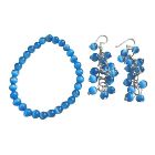 6mm Dark Blue Glass Cats Eye Stone Bead Dangling Earrings Bracelet