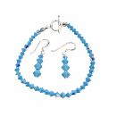 Swarovski Crystal Turquoise Bracelet Sterling Silve 92.5 Hook Earrings