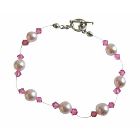 Rose Pink Crystals Pearls Bracelet Bridal Pearls & Crystals Bracelet
