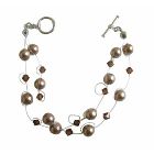 Double Stranded Bronze Pearls Swarovski Crystals & Pearls Bracelet