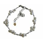 Freshwater Pearls Off White Pearls 3 Stranded Wire Bracelet