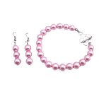 Bracelet & Earrings Set In Pink Pearls Flower Clasp Bracelet