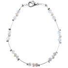 White Pearls Clear Crystals Wire Bracelet Swarovski Bracelet