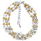 Three stranded Bracelet w/ Gold Pearls Cubic Zircon Stud As Spacer Bracelet Affordabl Classy Bracelet
