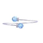 Aquamarine Swarovski Crystals Cuff Bracelet w/ Silver Sparkle Rondells