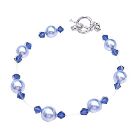 Sapphire Crystals Prom Bracelet Swarovski Lite Blue Pearls & Sapphire Crystals Cheap Jewelry