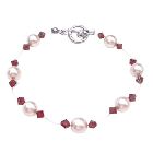 Cheap Wedding Jewelry Ivory Pearls & Siam Red Crystals