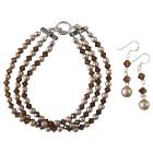 Affordable Pearls Crystals 3 Stranded Bracelet & Earrings